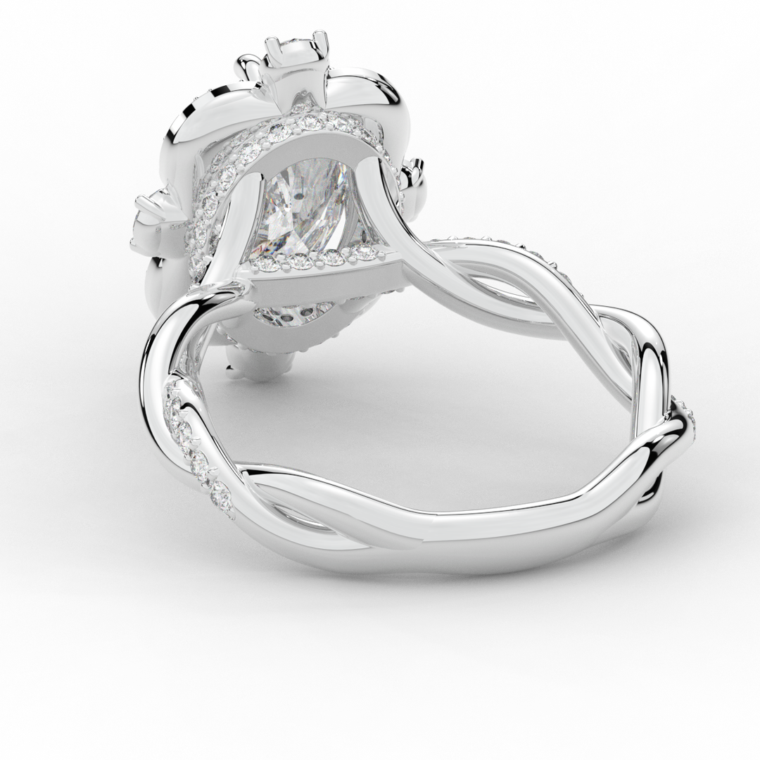 2.70CT.TW OVAL LAB DIAMOND HALO ENGAGEMENT RING - Nazarelle
