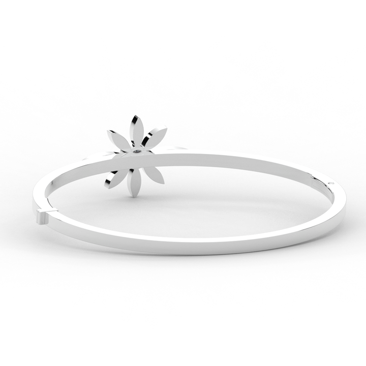 0.40CT.TW ROUND LAB BEZEL AND PRONG SET FLOWER DIAMOND BANGLE - Nazarelle