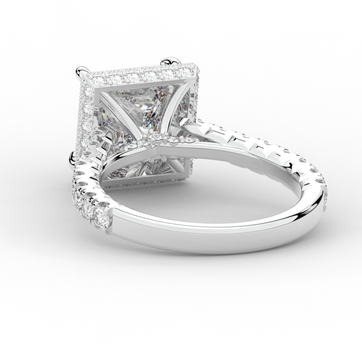 3.90CT.TW PRINCESS LAB DIAMOND HALO ENGAGEMENT RING - Nazarelle