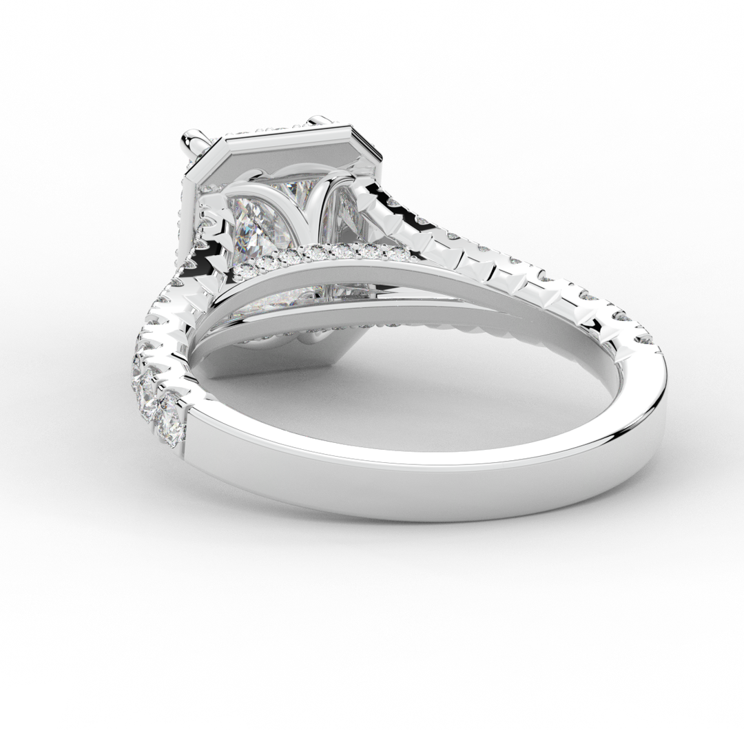 2.60CT.TW RADIANT LAB DIAMOND SPLIT SHANK HALO ENGAGEMENT RING - Nazarelle