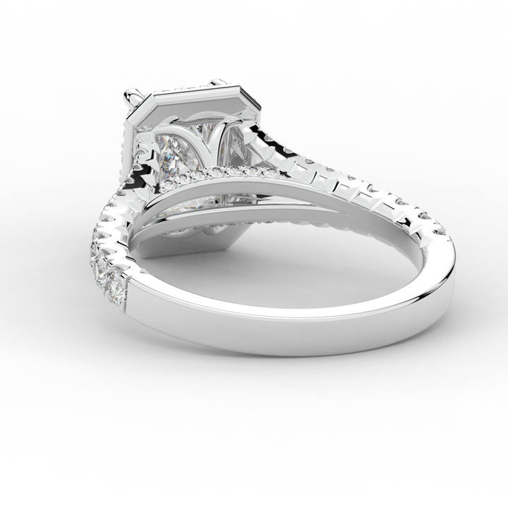 2.60CT.TW RADIANT LAB DIAMOND SPLIT SHANK HALO ENGAGEMENT RING - Nazarelle