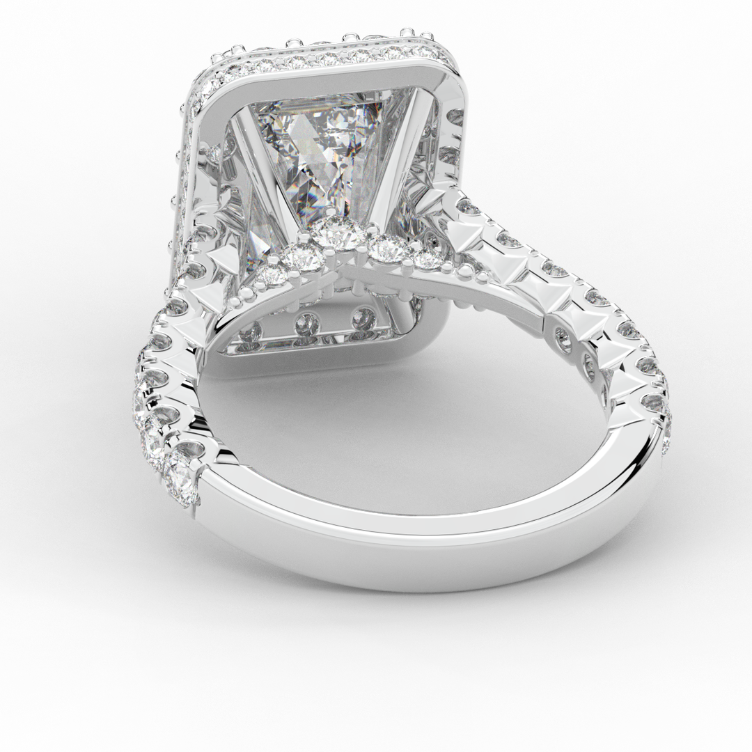 4.50CT.TW EMERALD CUT LAB DIAMOND HALO ENGAGEMENT RING - Nazarelle