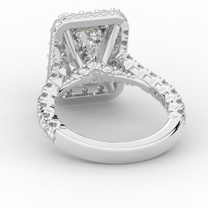 4.50CT.TW EMERALD CUT LAB DIAMOND HALO ENGAGEMENT RING - Nazarelle