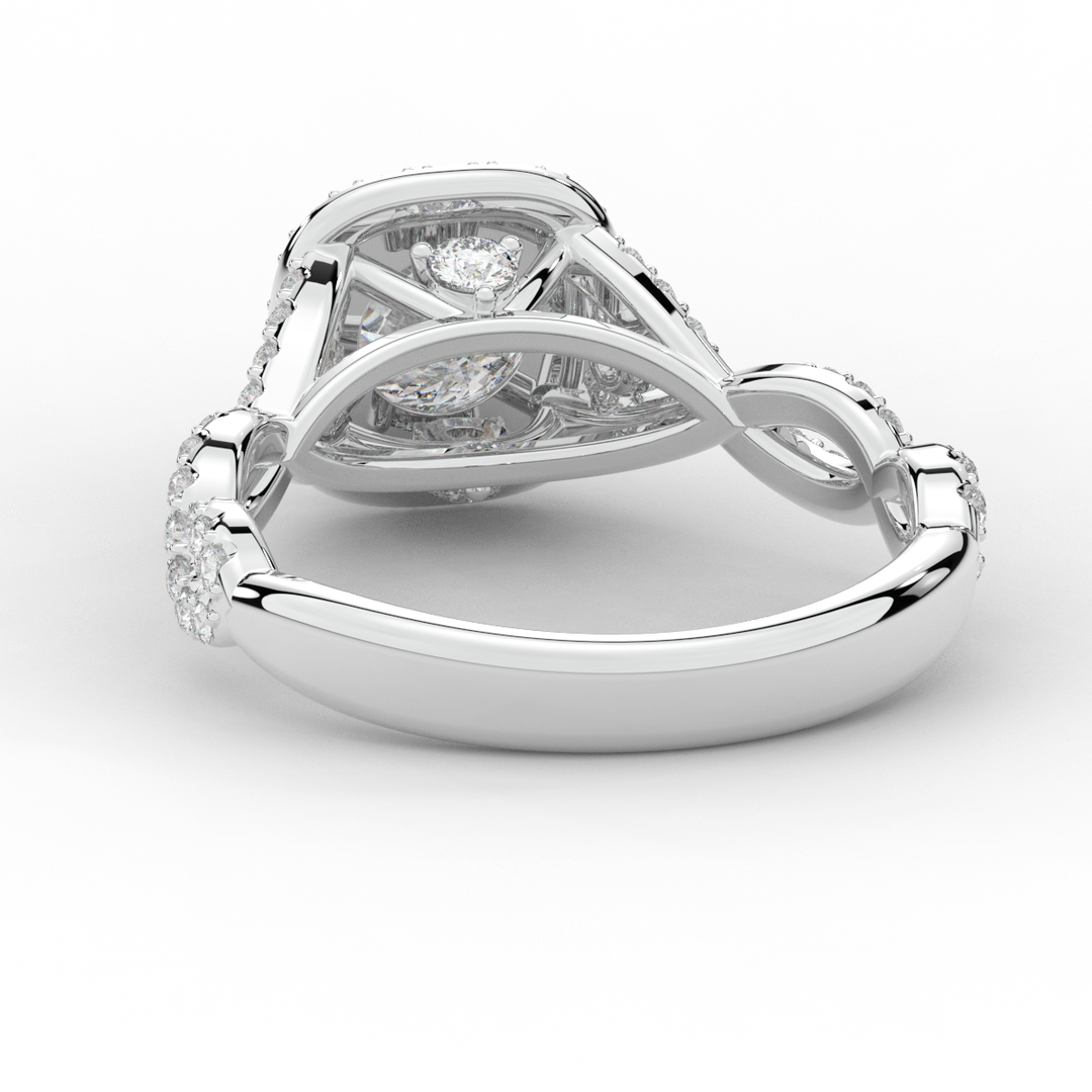 1.60CT.TW ROUND LAB DIAMOND HALO TWIST ENGAGEMENT RING - Nazarelle