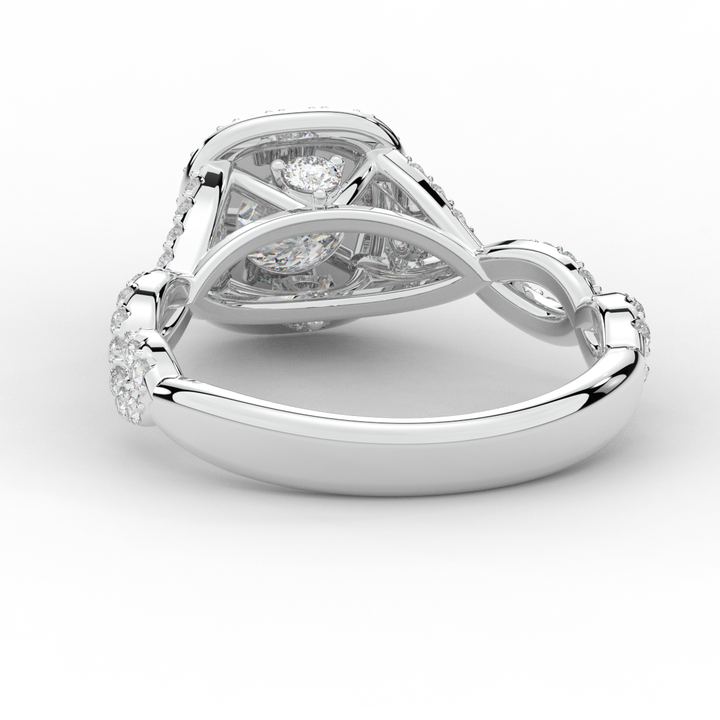 1.60CT.TW ROUND LAB DIAMOND HALO TWIST ENGAGEMENT RING - Nazarelle