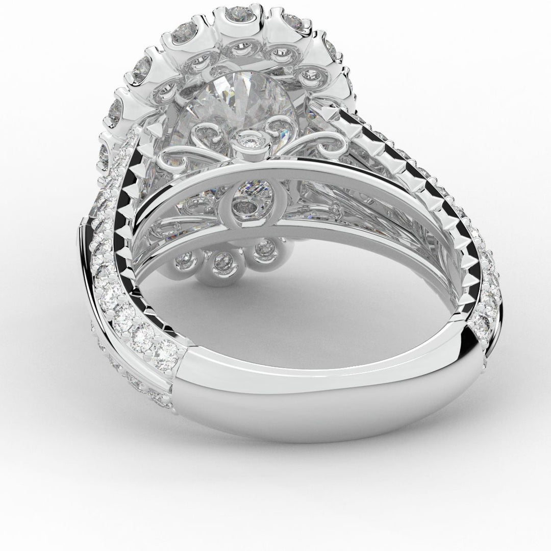 5.75CT.TW OVAL LAB DIAMOND HALO ENGAGEMENT RING - Nazarelle