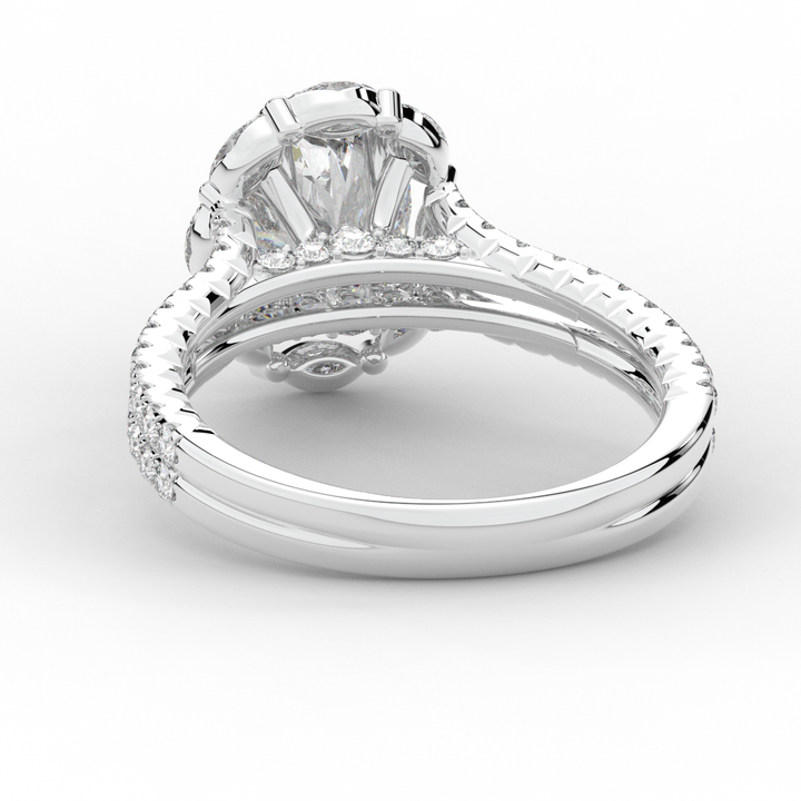2.30CT.TW OVAL LAB DIAMOND HALO SPLIT SHANK ENGAGEMENT RING - Nazarelle