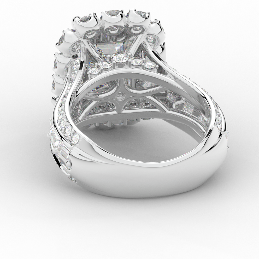 8.00CT.TW EMERALD CUT LAB DIAMOND HALO ENGAGEMENT RING - Nazarelle