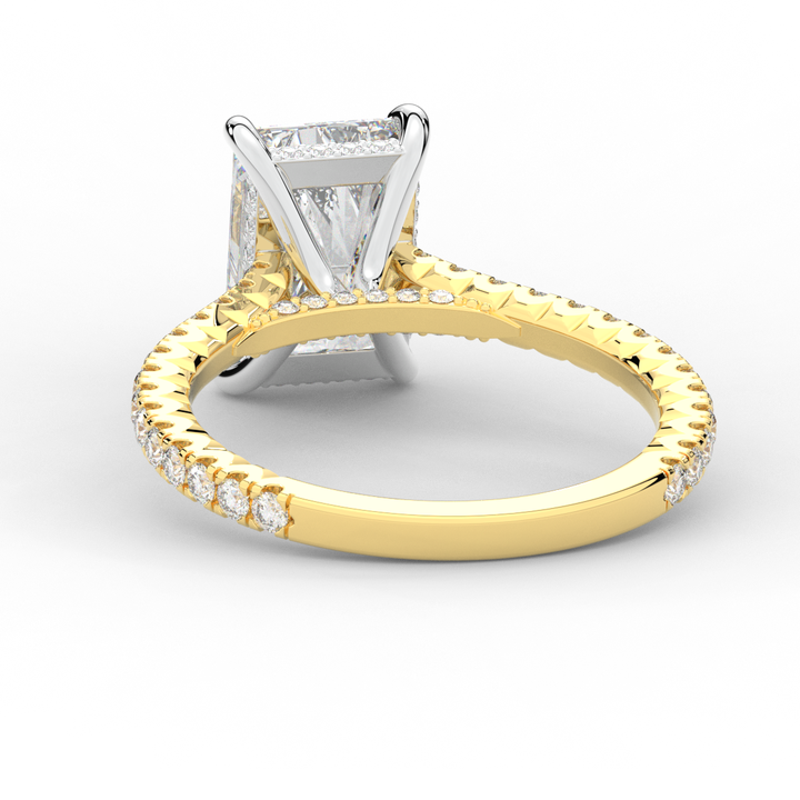 3.50CT.TW RADIANT LAB DIAMOND UNDERHALO SOLITAIRE TWO TONE ENGAGEMENT RING - Nazarelle