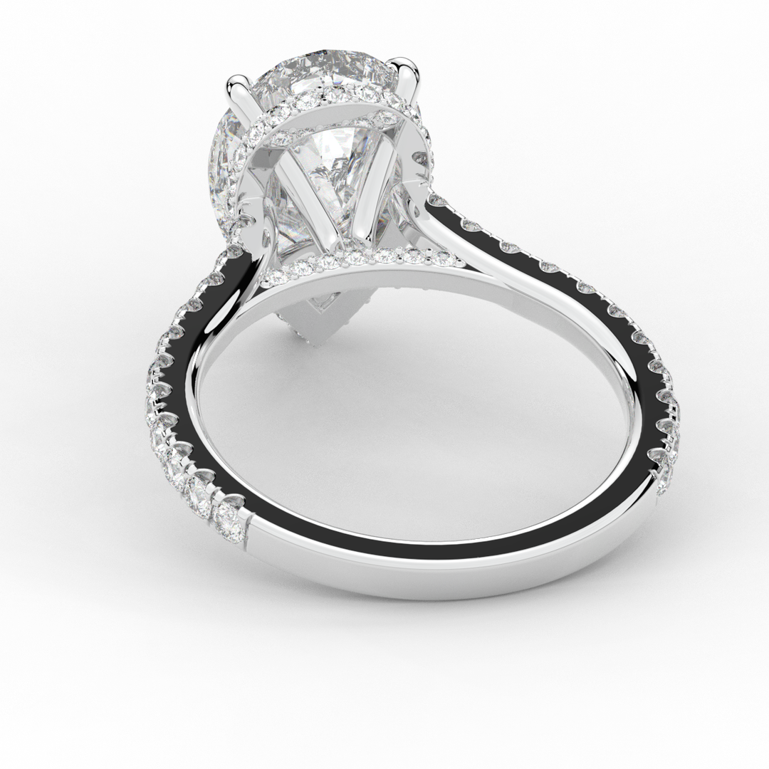 4.60CT.TW PEAR LAB DIAMOND UNDERHALO SOLITAIRE ENGAGEMENT RING - Nazarelle