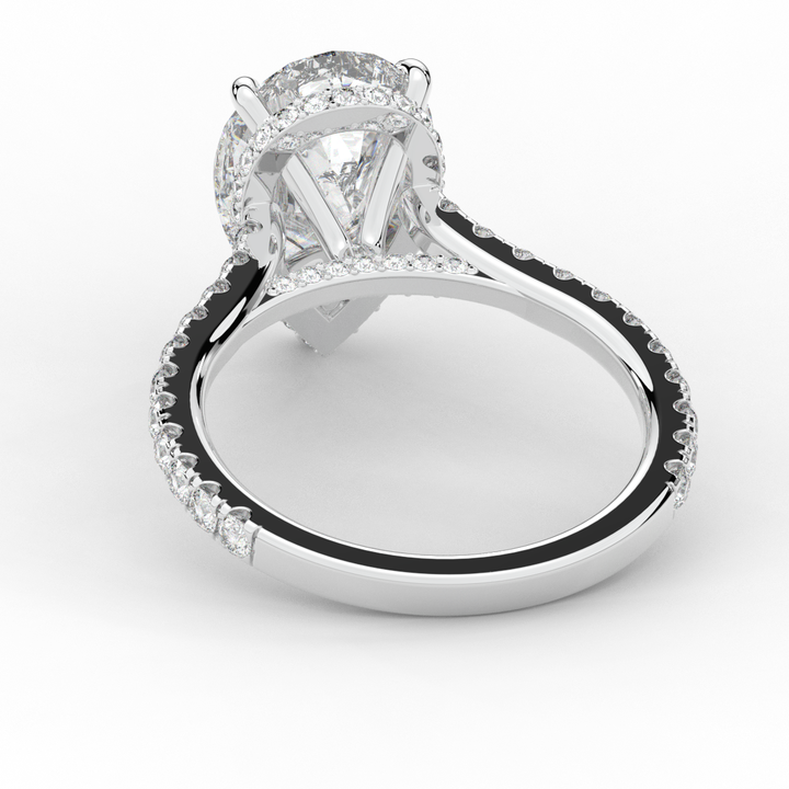 4.60CT.TW PEAR LAB DIAMOND UNDERHALO SOLITAIRE ENGAGEMENT RING - Nazarelle