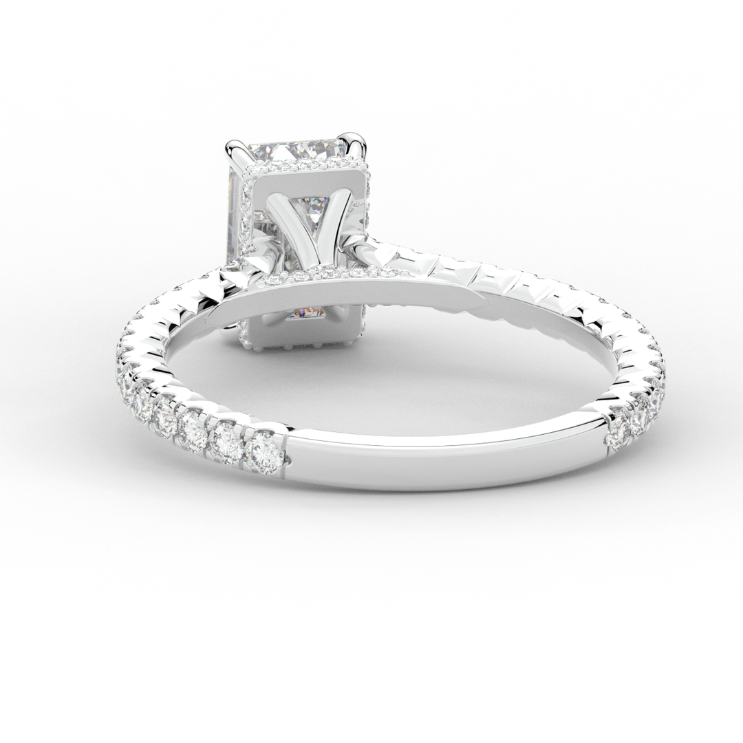 2.10CT.TW EMERALD CUT LAB DIAMOND UNDERHALO SOLITAIRE ENGAGEMENT RING - Nazarelle
