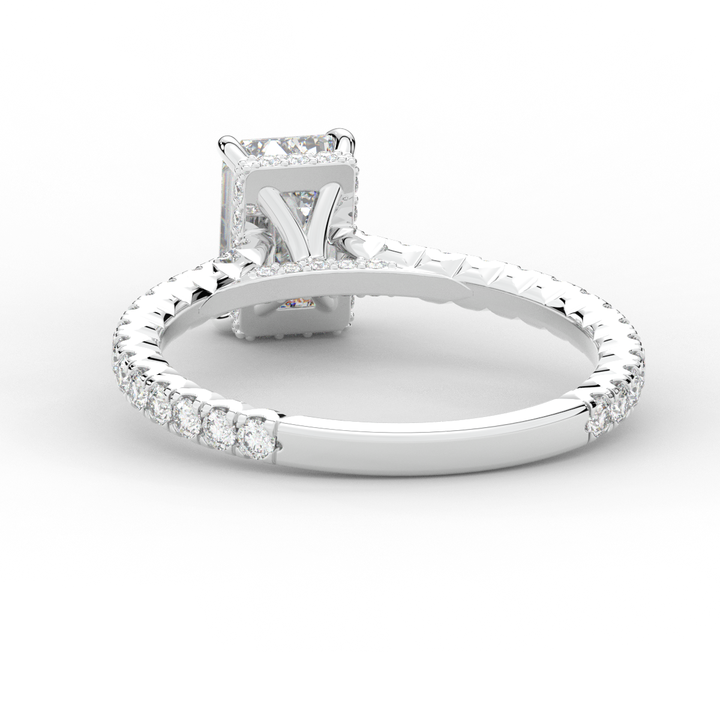 2.10CT.TW EMERALD CUT LAB DIAMOND UNDERHALO SOLITAIRE ENGAGEMENT RING - Nazarelle