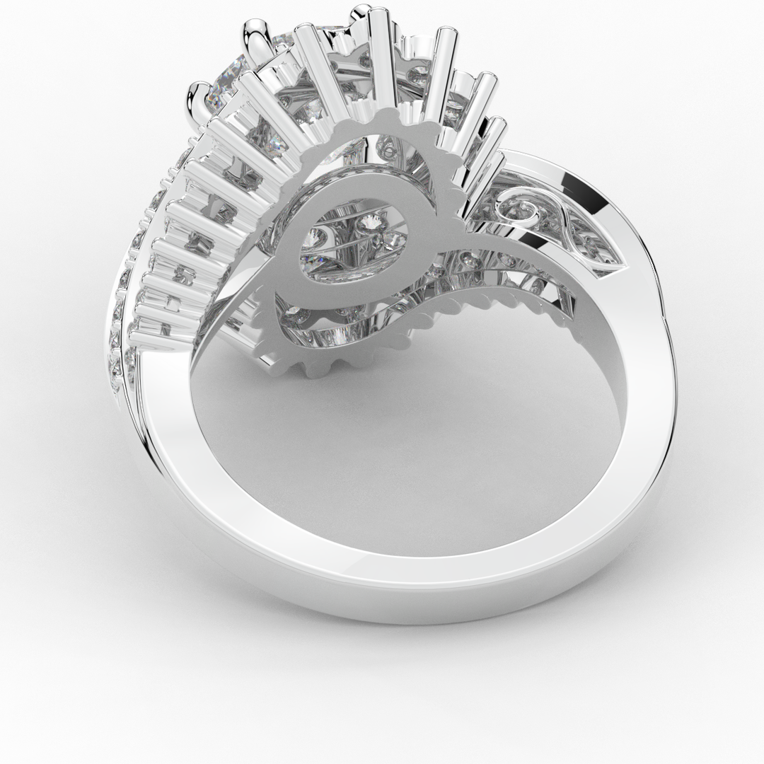 3.35CT.TW ROUND LAB DIAMOND BYPASS HALO ENGAGEMENT RING - Nazarelle