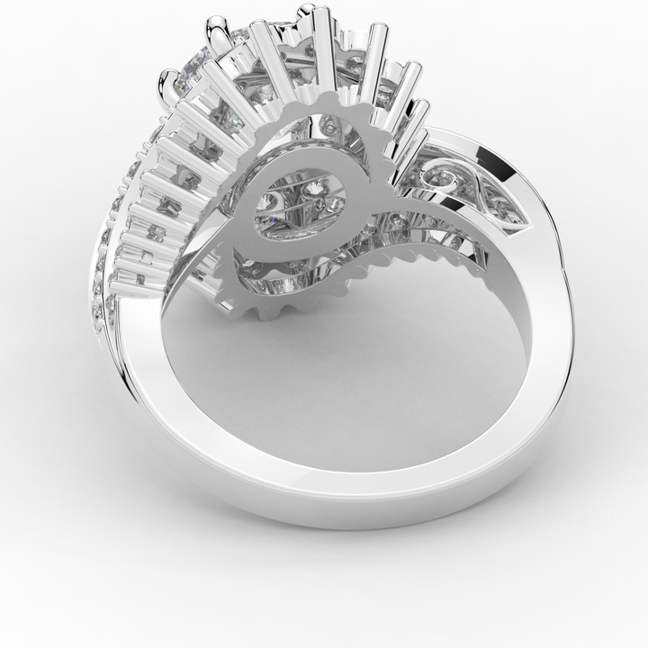 3.35CT.TW ROUND LAB DIAMOND BYPASS HALO ENGAGEMENT RING - Nazarelle