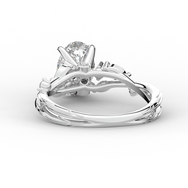 2.25CT.TW OVAL LAB DIAMOND STYLIZED VINE AND TREE BARK FINISH ENGAGEMENT RING - Nazarelle
