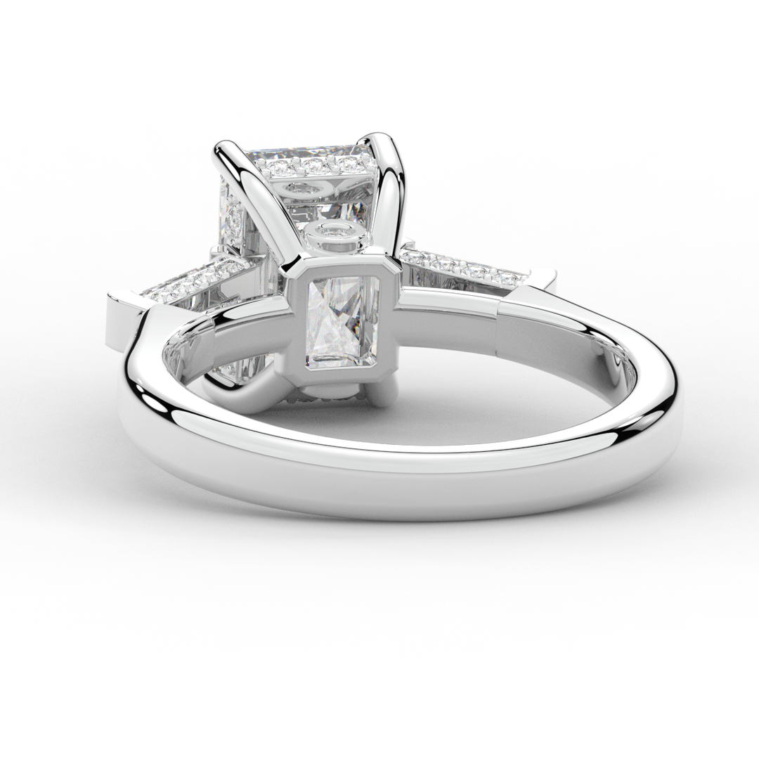 3.45CT.TW RADIANT LAB DIAMOND 3 STONE ENGAGEMENT RING - Nazarelle