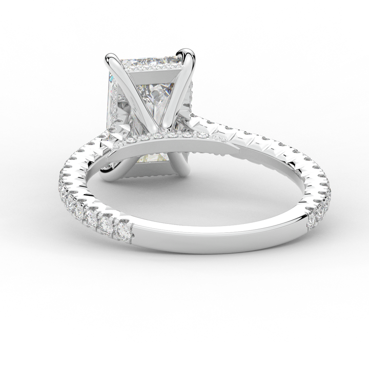 3.50CT.TW EMERALD CUT LAB DIAMOND UNDERHALO SOLITAIRE ENGAGEMENT RING - Nazarelle