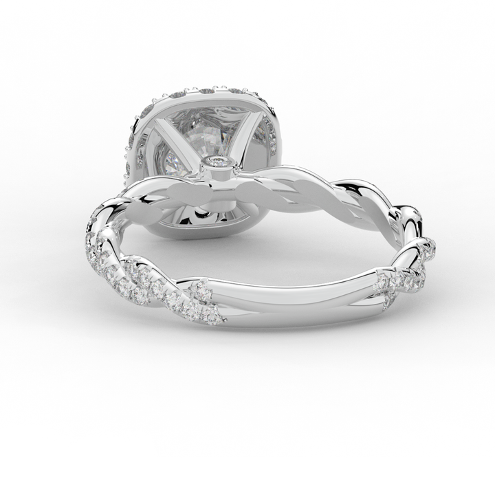 1.55CT.TW ROUND LAB DIAMOND HALO TWIST ENGAGEMENT RING - Nazarelle
