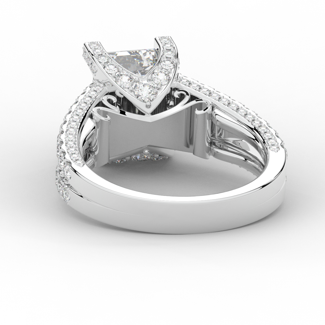 4.60CT.TW EMERALD CUT LAB DIAMOND SPLIT SHANK ENGAGEMENT RING - Nazarelle