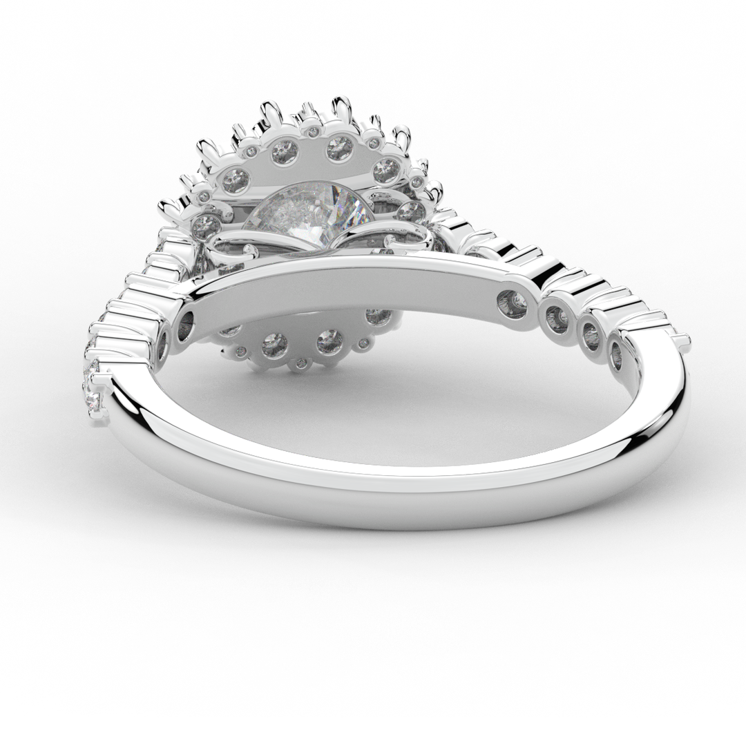 1.60CT.TW ROUND LAB DIAMOND HALO ENGAGEMENT RING - Nazarelle