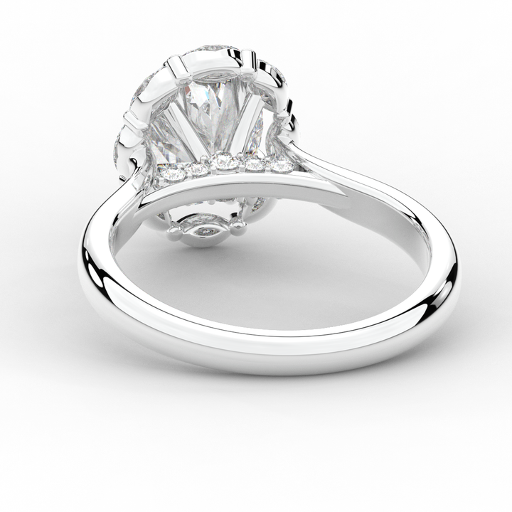 1.90CT.TW OVAL LAB DIAMOND HALO ENGAGEMENT RING - Nazarelle