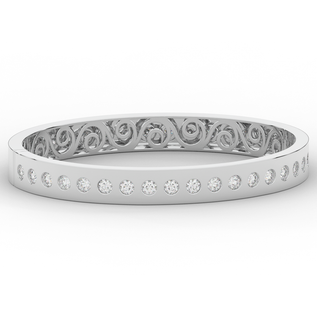 4.50CT.TW ROUND LAB DIAMOND ETERNITY BEZEL SET BANGLE - Nazarelle