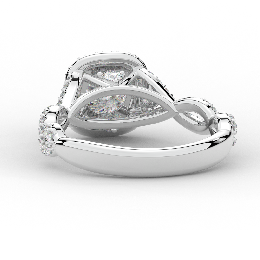 1.30CT.TW ROUND LAB DIAMOND HALO ENGAGEMENT RING - Nazarelle