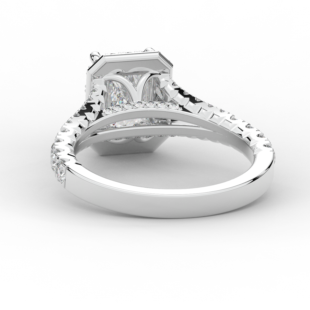 2.60CT.TW RADIANT LAB DIAMOND SPLIT SHANK HALO ENGAGEMENT RING - Nazarelle