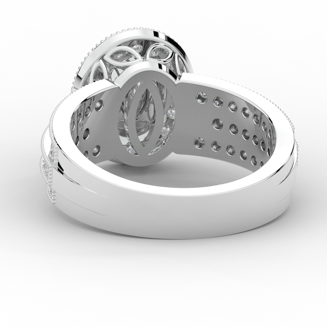 1.80CT.TW OVAL LAB DIAMOND HALO ENGAGEMENT RING - Nazarelle