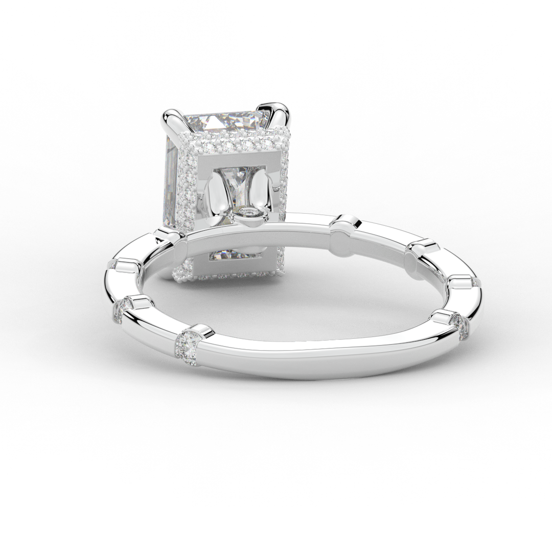 2.60CT.TW RADIANT LAB DIAMOND UNDERHALO SOLITAIRE ENGAGEMENT RING - Nazarelle