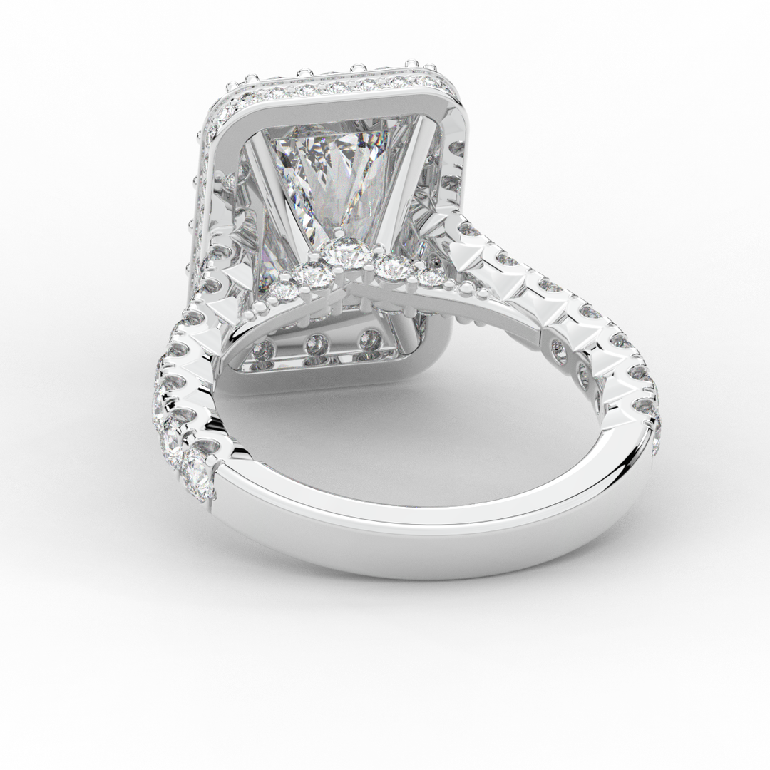 4.50CT.TW RADIANT LAB DIAMOND HALO ENGAGEMENT RING - Nazarelle