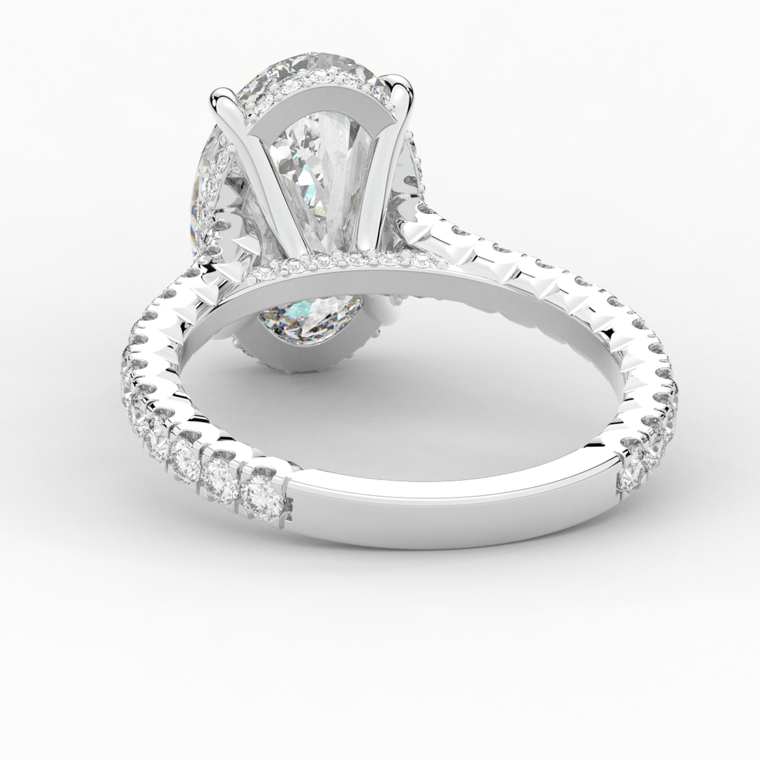 4.70CT.TW OVAL LAB DIAMOND UNDERHALO SOLITAIRE ENGAGEMENT RING - Nazarelle