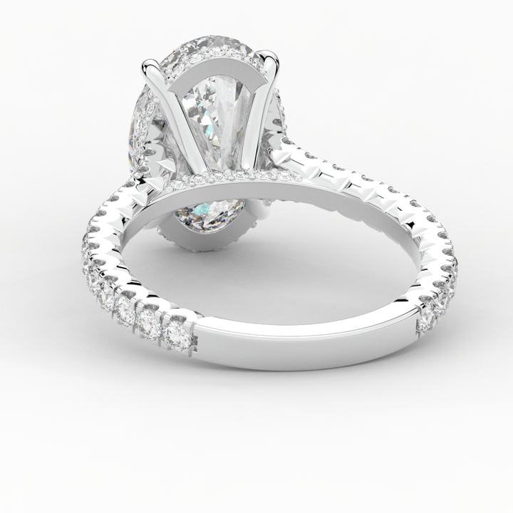 4.70CT.TW OVAL LAB DIAMOND UNDERHALO SOLITAIRE ENGAGEMENT RING - Nazarelle