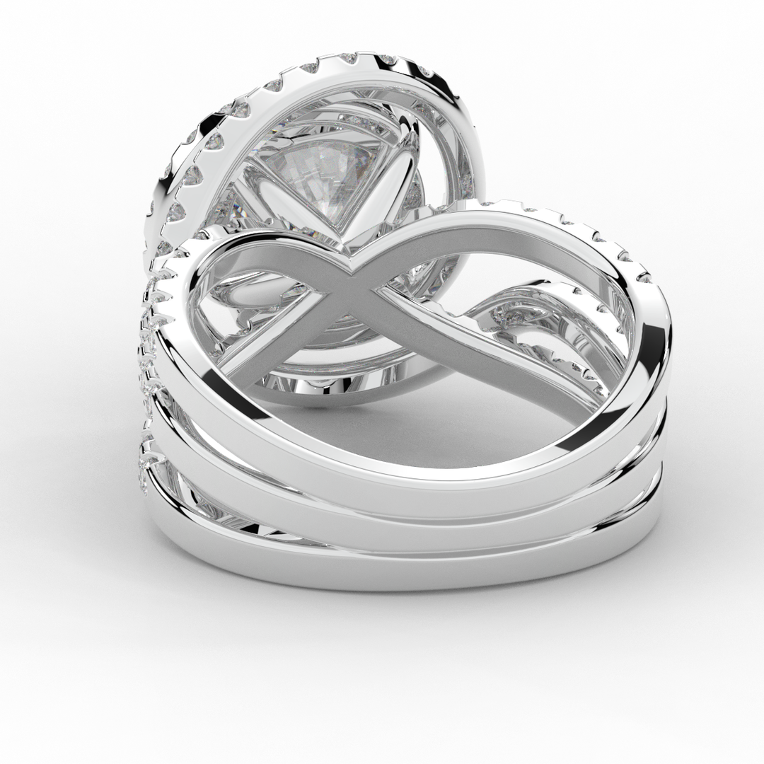 3.90CT.TW ROUND LAB DIAMOND TWIST HALO ENGAGEMENT RING - Nazarelle