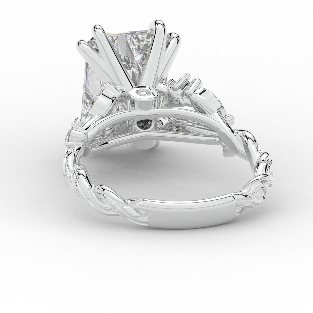5.30CT.TW RADIANT LAB DIAMOND STYLIZED VINE AND TREE BARK FINISH ENGAGEMENT RING - Nazarelle
