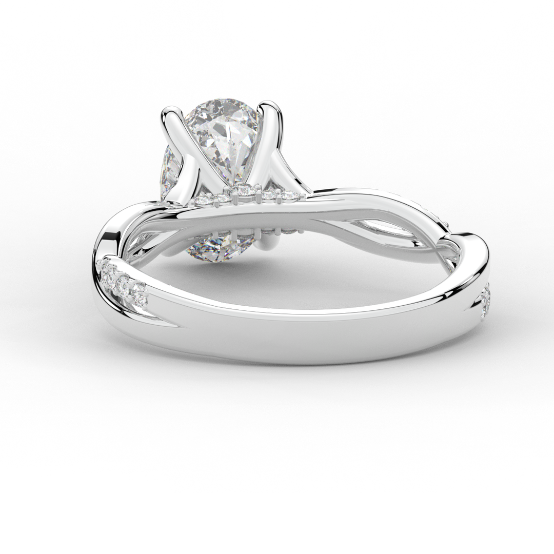 1.70CT.TW OVAL LAB DIAMOND TWIST BAND ENGAGEMENT RING - Nazarelle