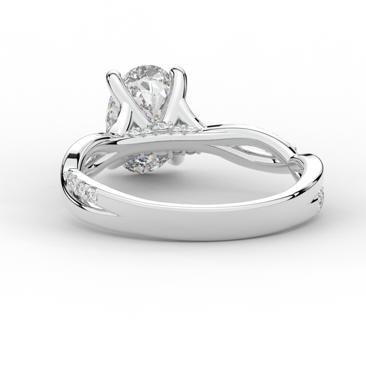 1.70CT.TW OVAL LAB DIAMOND TWIST BAND ENGAGEMENT RING - Nazarelle