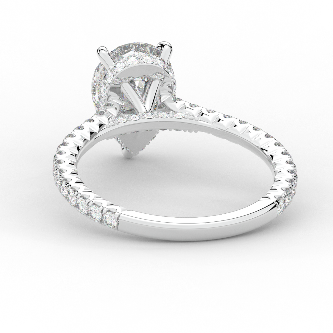 2.50CT.TW PEAR LAB DIAMOND UNDERHALO SOLITAIRE ENGAGEMENT RING - Nazarelle