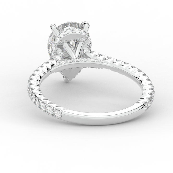 2.50CT.TW PEAR LAB DIAMOND UNDERHALO SOLITAIRE ENGAGEMENT RING - Nazarelle