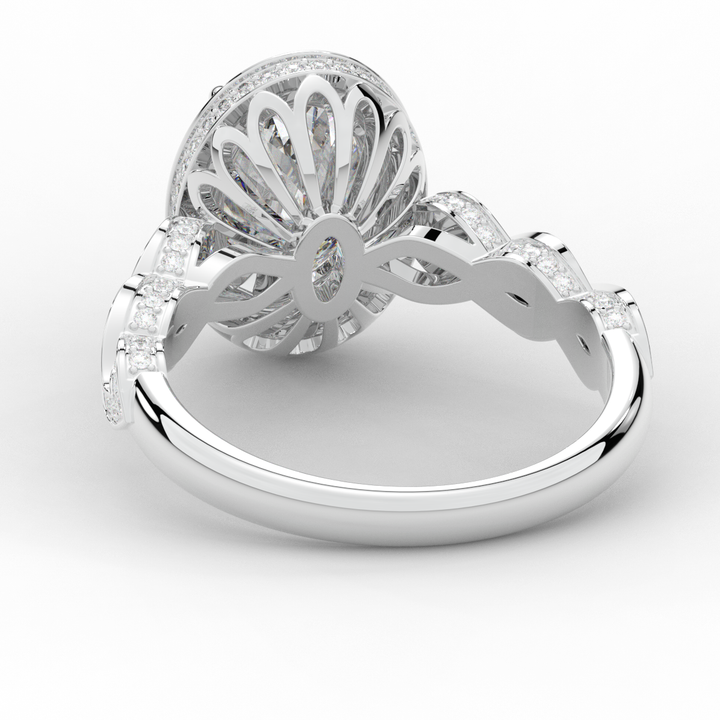 3.10CT.TW OVAL LAB DIAMOND HALO ENGAGEMENT RING - Nazarelle