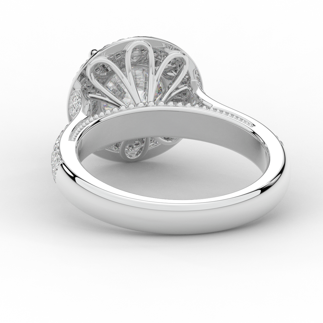 2.45CT.TW ROUND LAB DIAMOND HALO ENGAGEMENT RING - Nazarelle