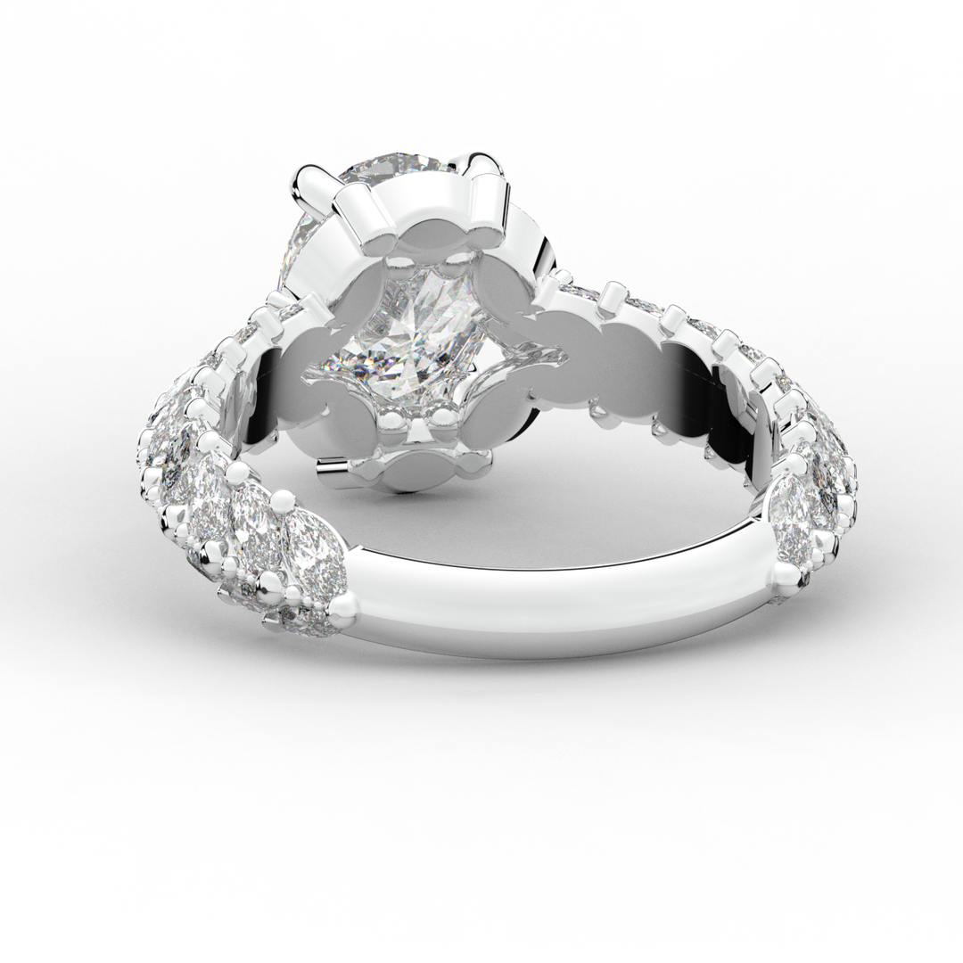 3.10CT.TW OVAL LAB DIAMOND HALO ENGAGEMENT RING - Nazarelle