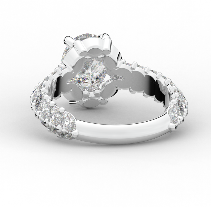 3.10CT.TW OVAL LAB DIAMOND HALO ENGAGEMENT RING - Nazarelle