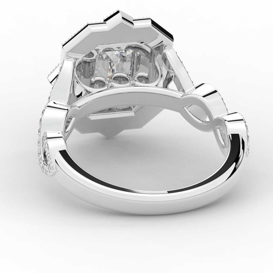 1.90CT.TW EMERALD CUT LAB DIAMOND HALO ENGAGEMENT RING - Nazarelle