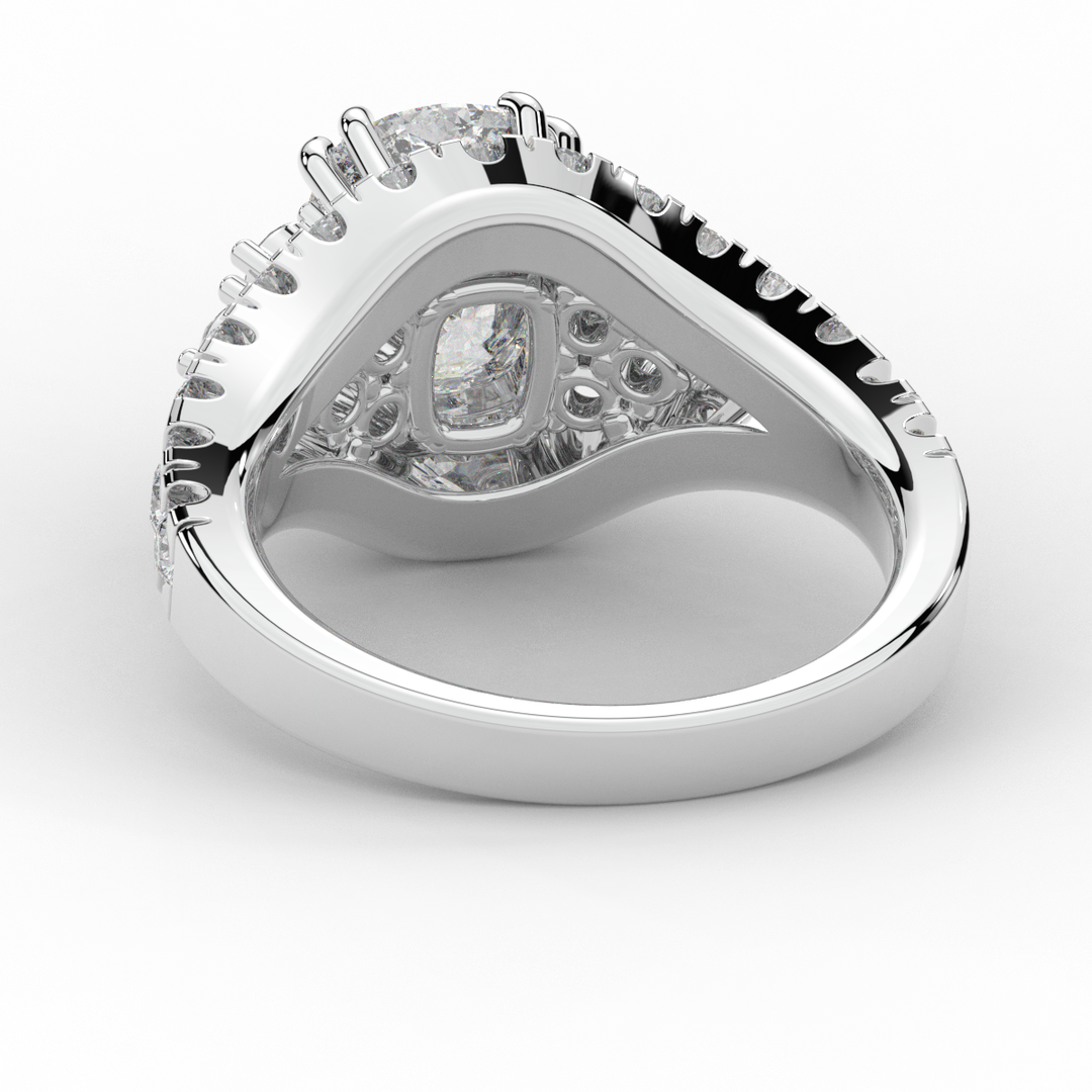 3.10CT.TW CUSHION LAB DIAMOND HALO ENGAGEMENT RING - Nazarelle