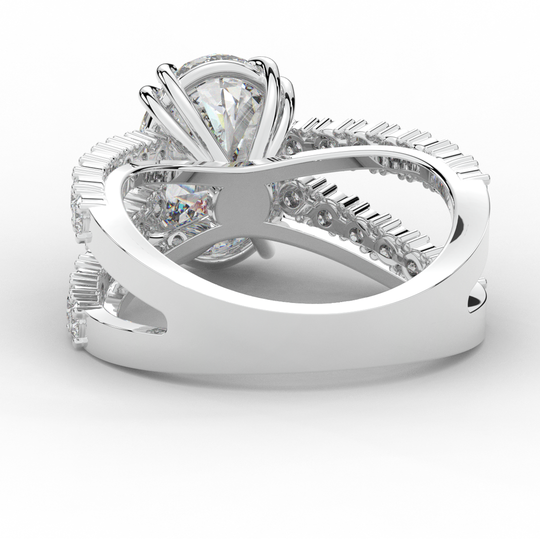 3.75CT.TW OVAL LAB DIAMOND SPLIT BAND ENGAGEMENT RING
