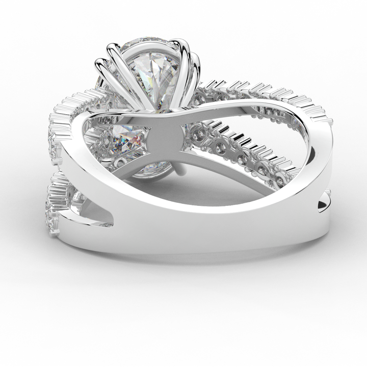 3.75CT.TW OVAL LAB DIAMOND SPLIT BAND ENGAGEMENT RING