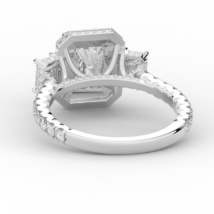 3.20CT.TW RADIANT LAB DIAMOND 3 STONE ENGAGEMENT RING - Nazarelle