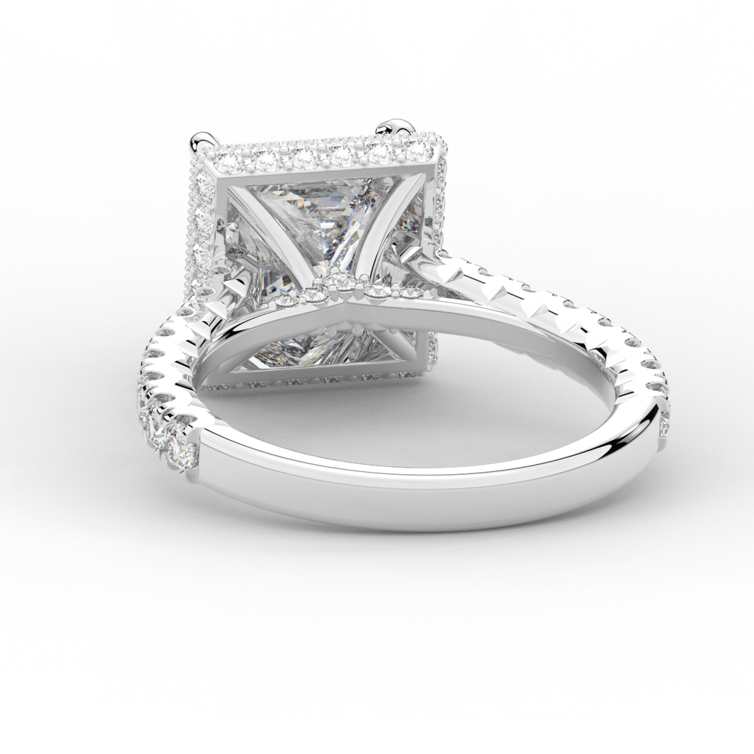 3.90CT.TW PRINCESS LAB DIAMOND HALO ENGAGEMENT RING - Nazarelle